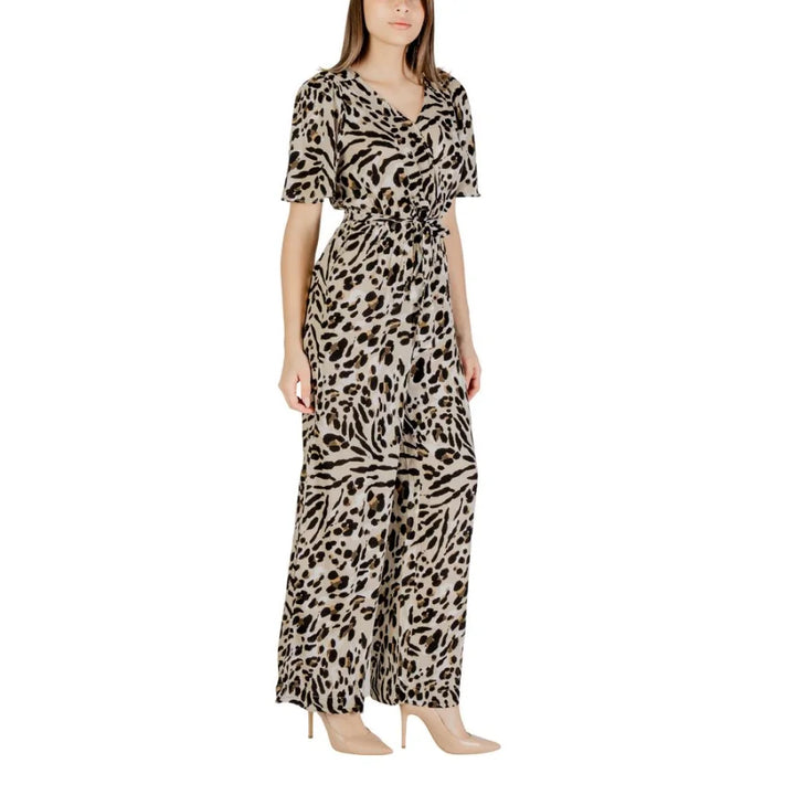 ICHI Beige Viscose Jumpsuit
