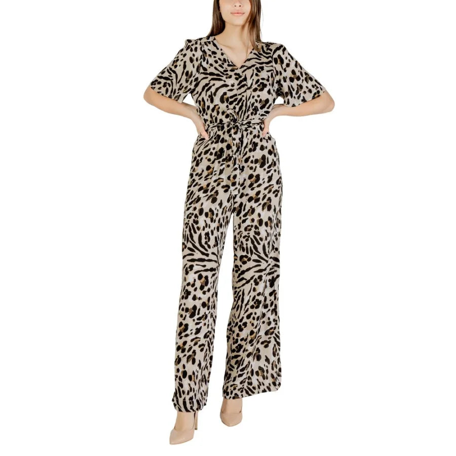 ICHI Beige Viscose Jumpsuit