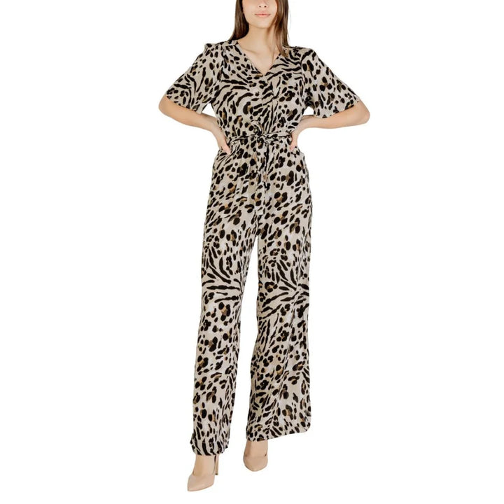 ICHI Beige Viscose Jumpsuit