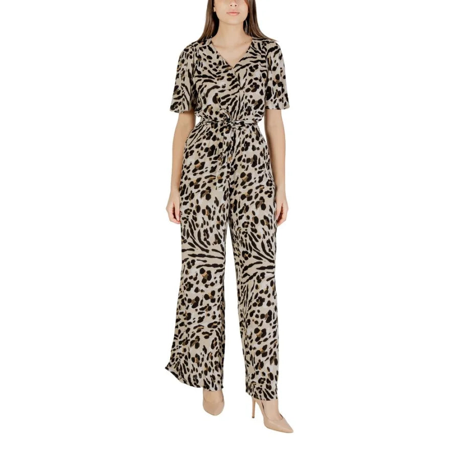 ICHI Beige Viscose Jumpsuit