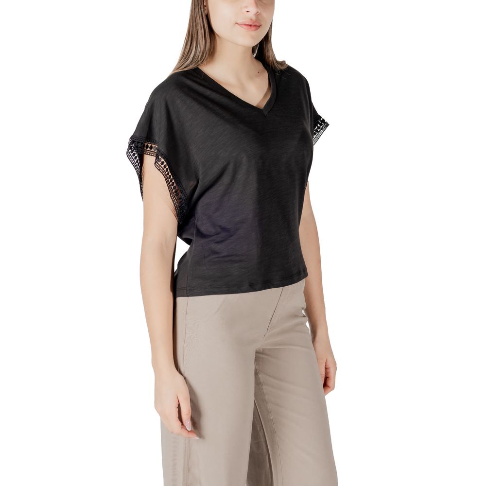 ICHI - Black Cotton T-Shirt