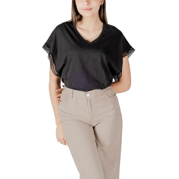 ICHI - Black Cotton T-Shirt