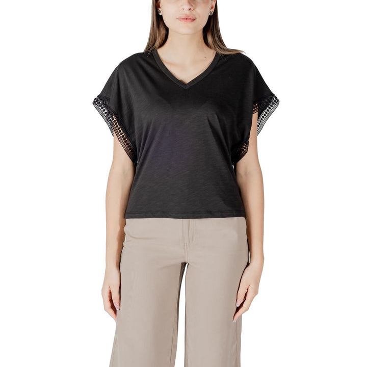 ICHI - Black Cotton T-Shirt