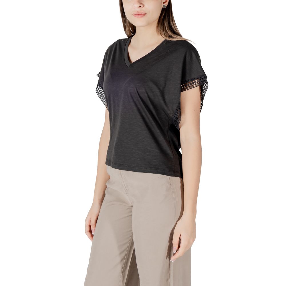 ICHI - Black Cotton T-Shirt