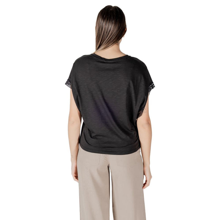 ICHI - Black Cotton T-Shirt