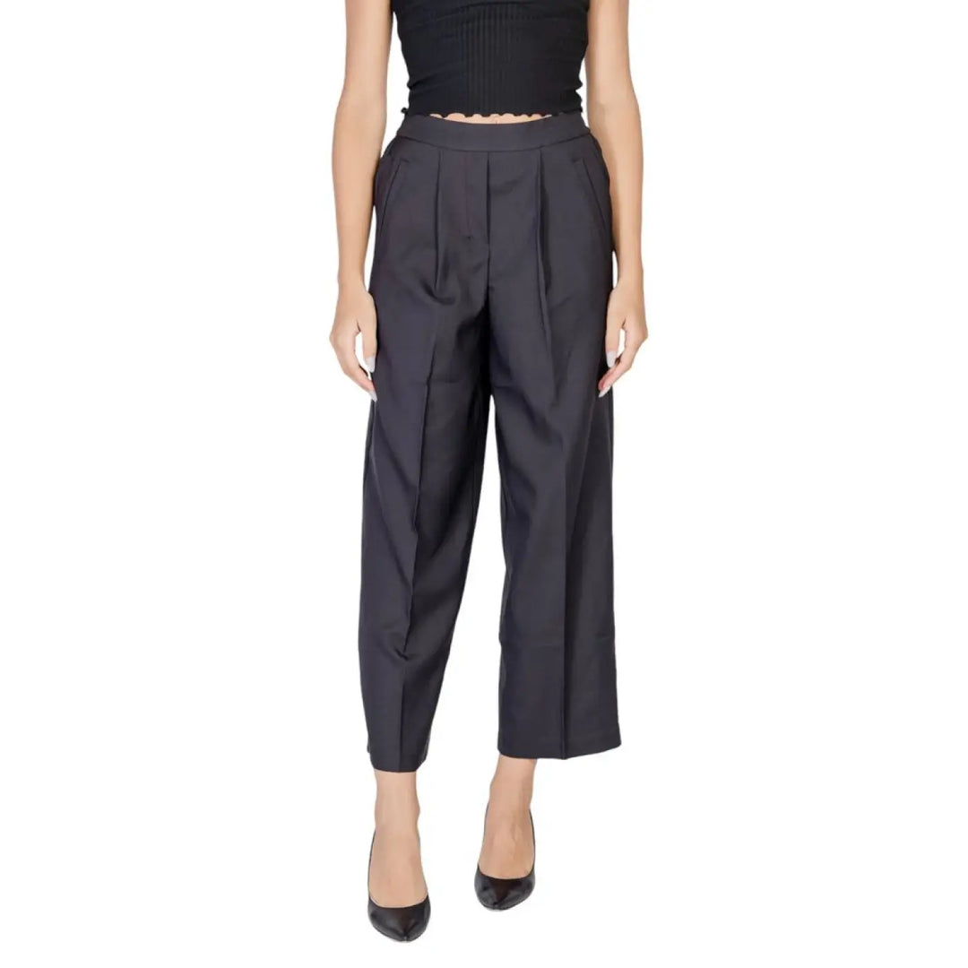 ICHI Black Polyester Casual Pants