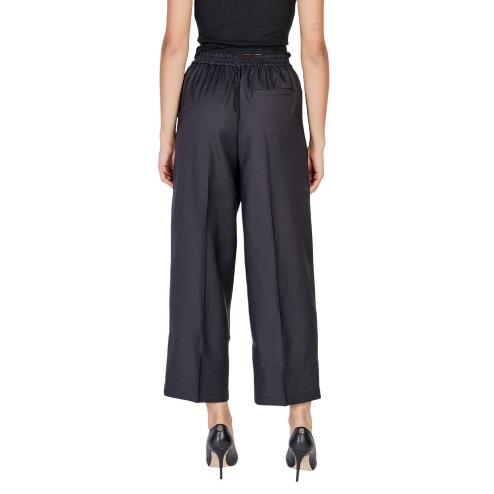 Ichi Black Polyester Casual Pants