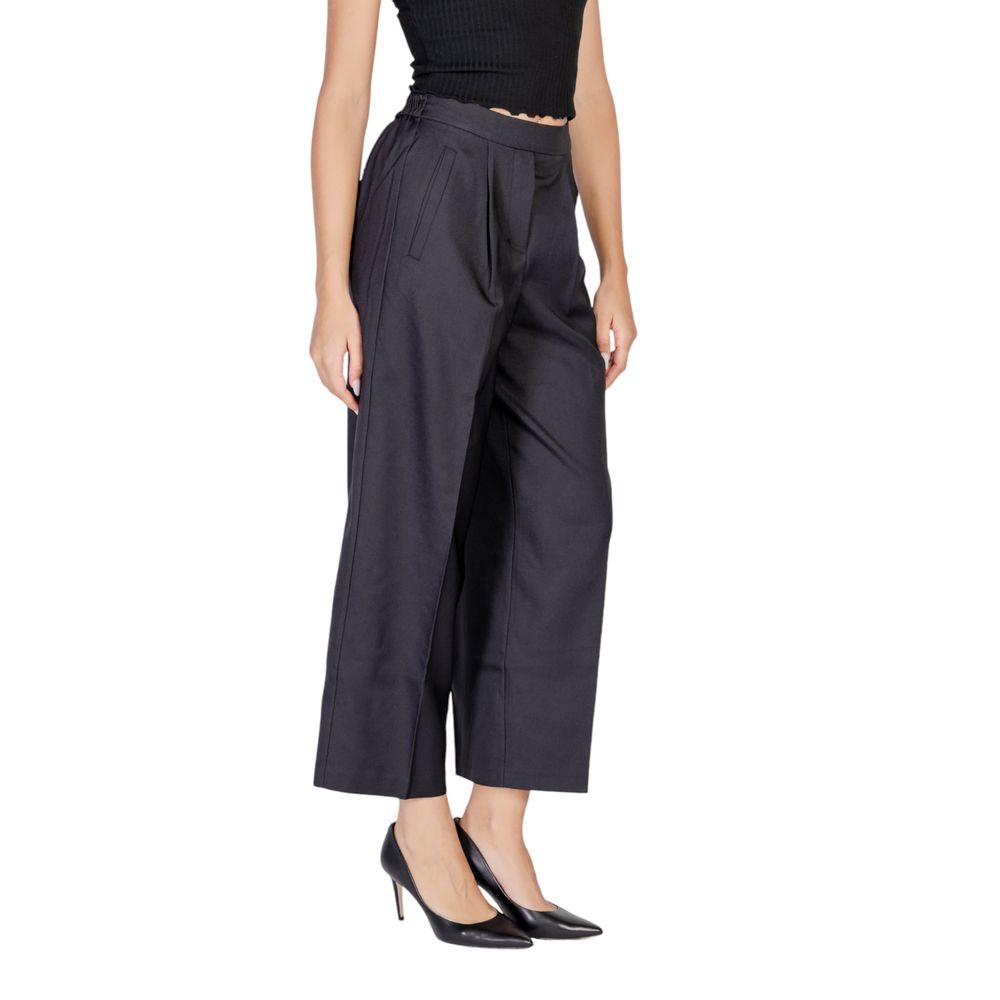 Ichi Black Polyester Casual Pants