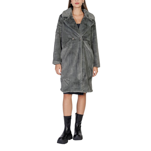 ICHI Overcoats - Black Polyester Coat