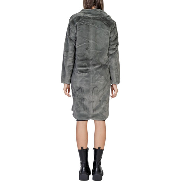 ICHI Overcoats - Black Polyester Coat