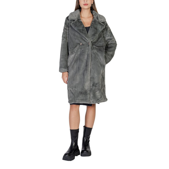 ICHI Overcoats - Black Polyester Coat