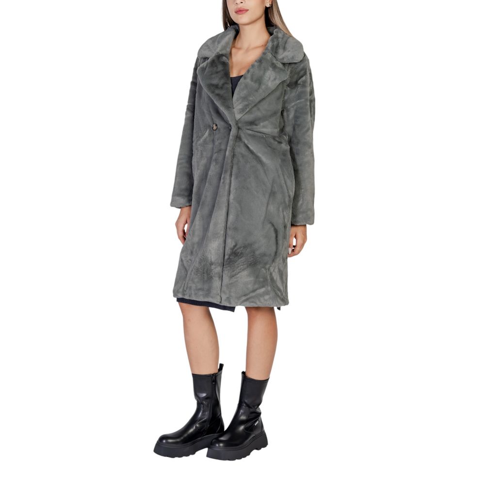 ICHI Overcoats - Black Polyester Coat