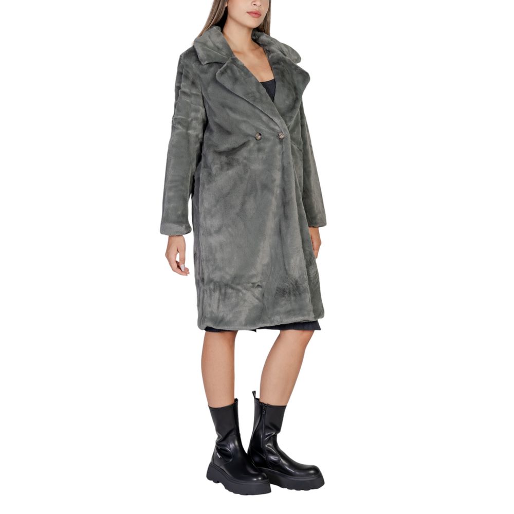 ICHI Overcoats - Black Polyester Coat