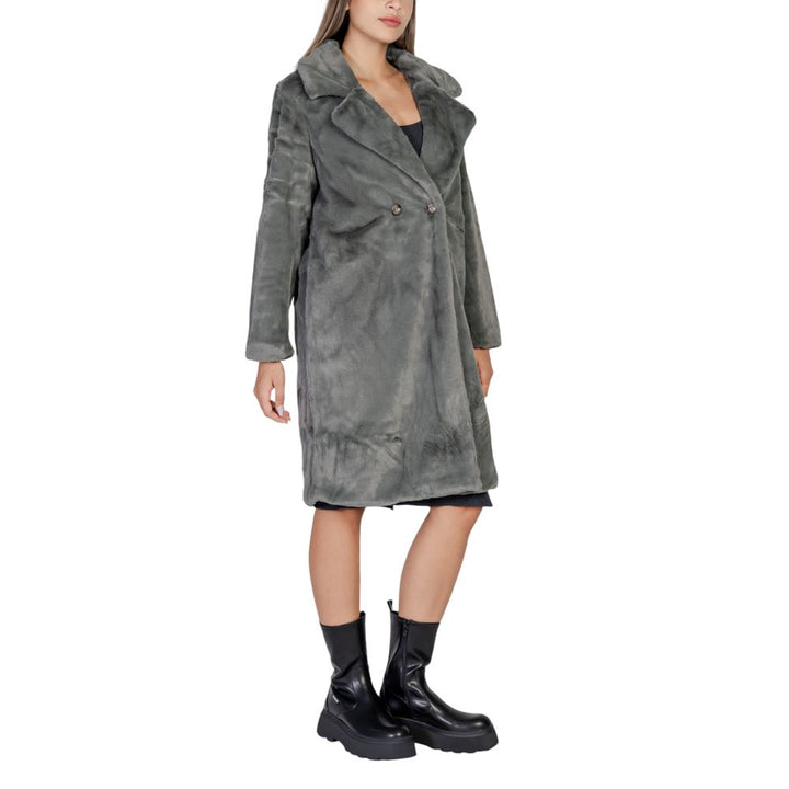 ICHI Overcoats - Black Polyester Coat