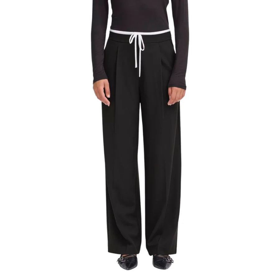 ICHI Black Polyester Pants