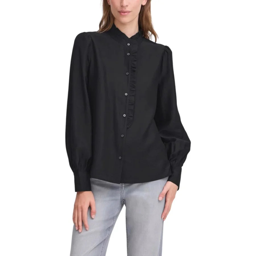 ICHI Black Viscose Blouse