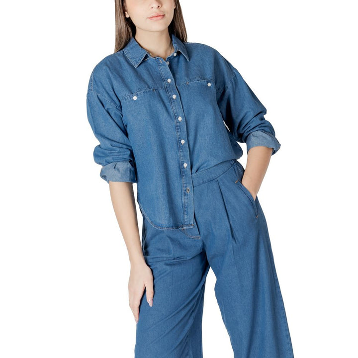 Ichi Blouses - Women’s Blue Cotton Blouse