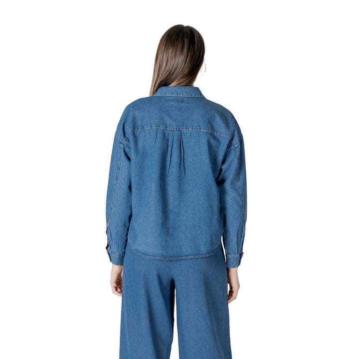 Ichi Blouses - Women’s Blue Cotton Blouse