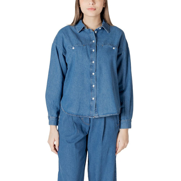 ICHI Blouses - Blue Cotton Blouse