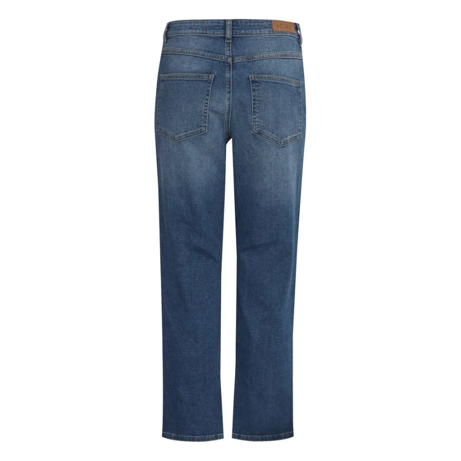 ICHI Blue Cotton Mom Jeans