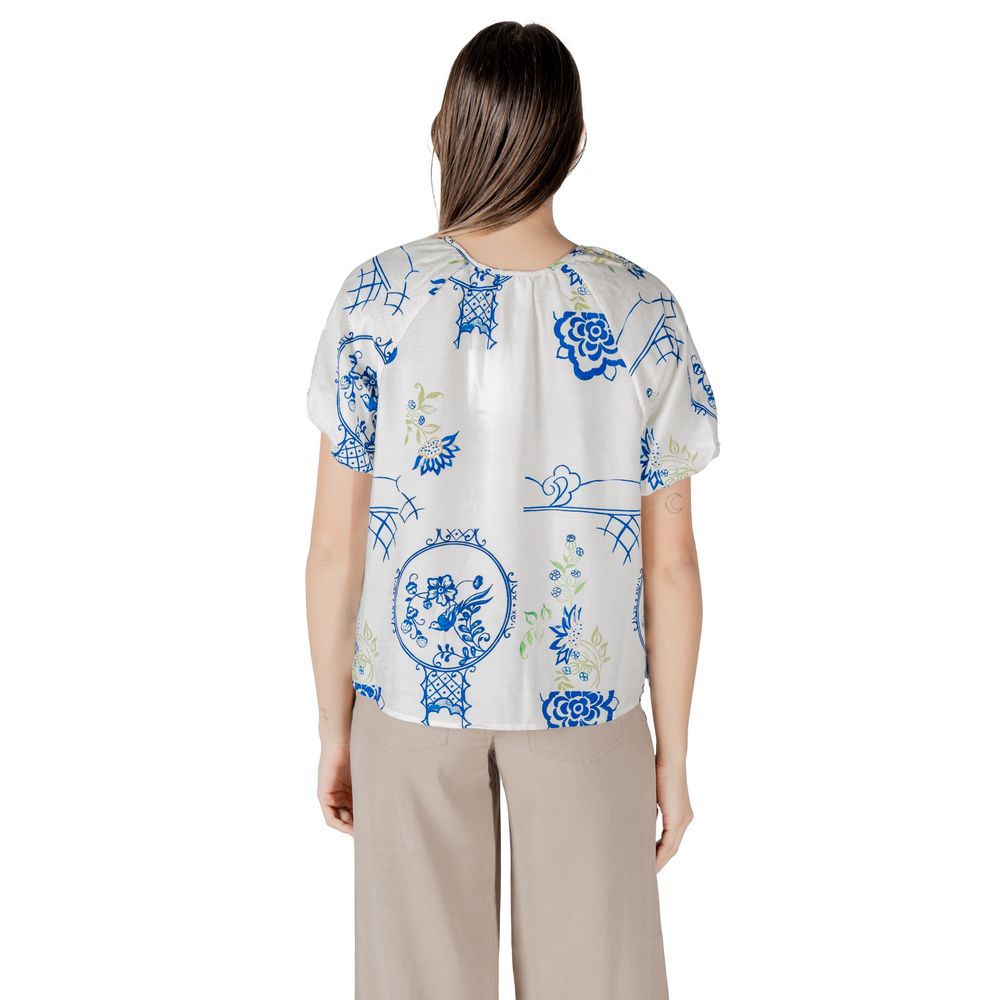 ICHI Shirts - White Viscose Shortsleeve Shirt