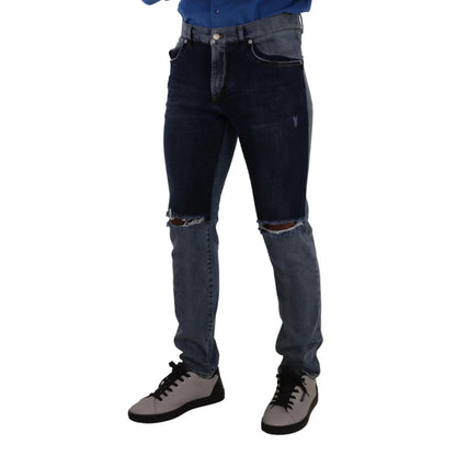 Iconic Dolce Gabbana Jeans Two Tone Blue Elegance Denim Button Closure &