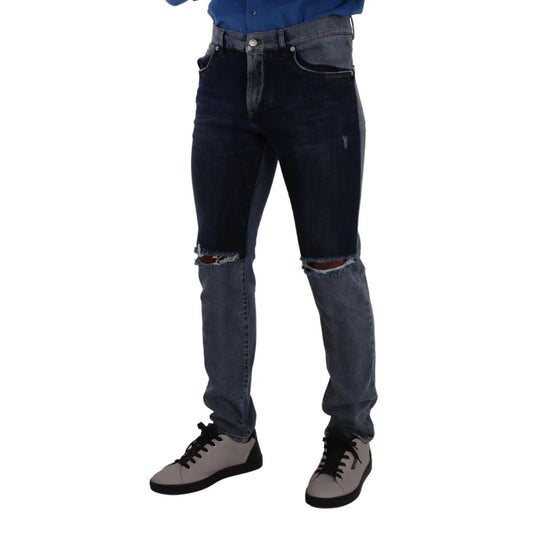 Iconic Dolce Gabbana Jeans Two Tone Blue Elegance Denim Button Closure &