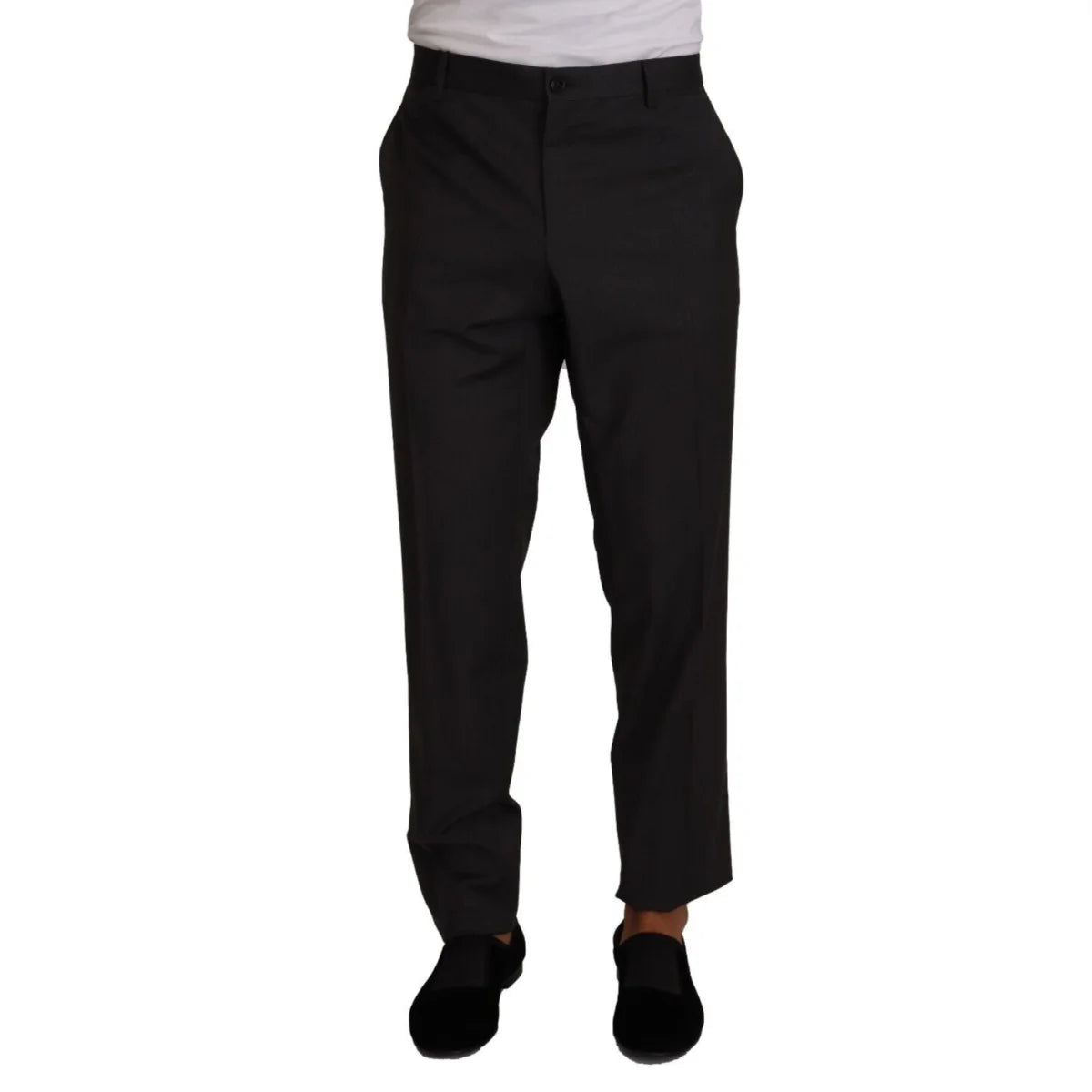Iconic Dolce & Gabbana Virgin Wool Dress Trousers With Button Closure