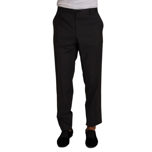 Iconic Dolce & Gabbana Virgin Wool Dress Trousers With Button Closure