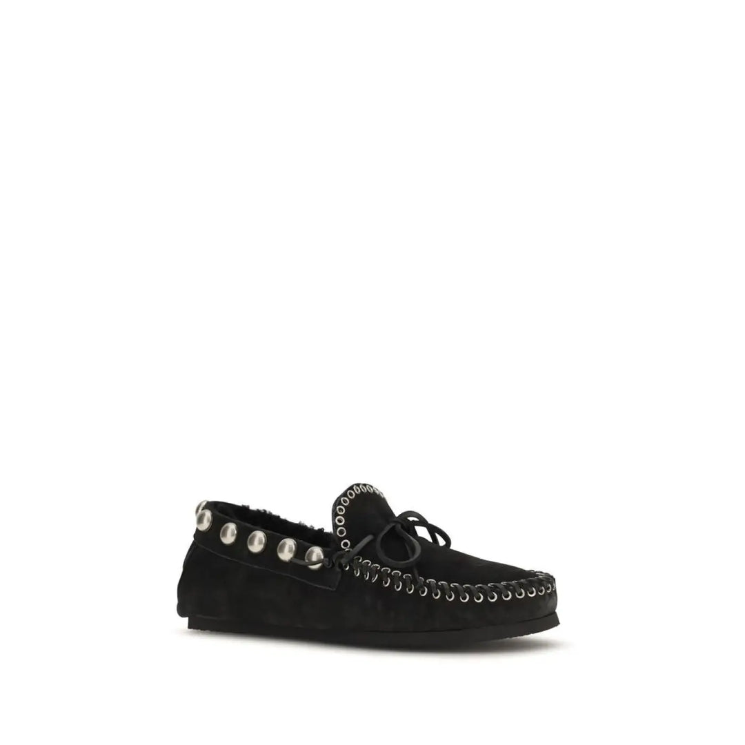 Isabel Marant Black Calf Leather Bos Taurus Slip-on Loafers