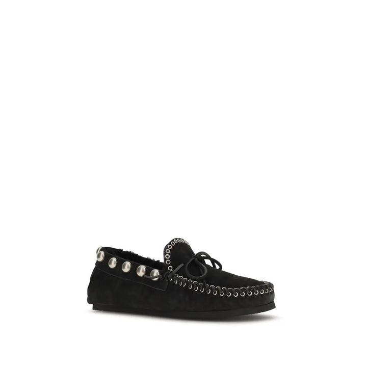 Isabel Marant Black Calf Leather Bos Taurus Slip-on Loafers