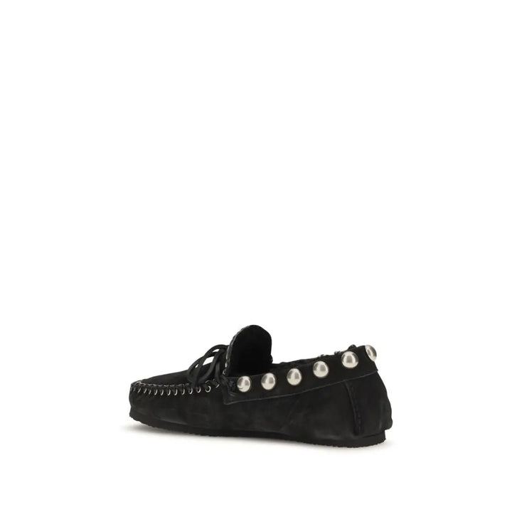 Isabel Marant Black Calf Leather Bos Taurus Slip-on Loafers
