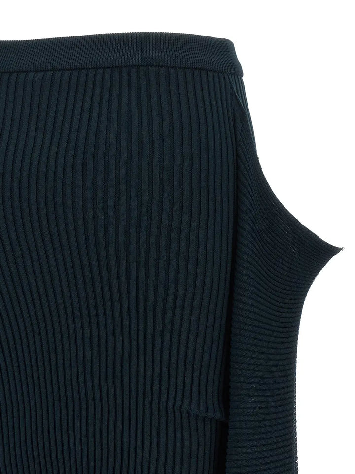 Issey Miyake Blue Polyester Midi Skirt