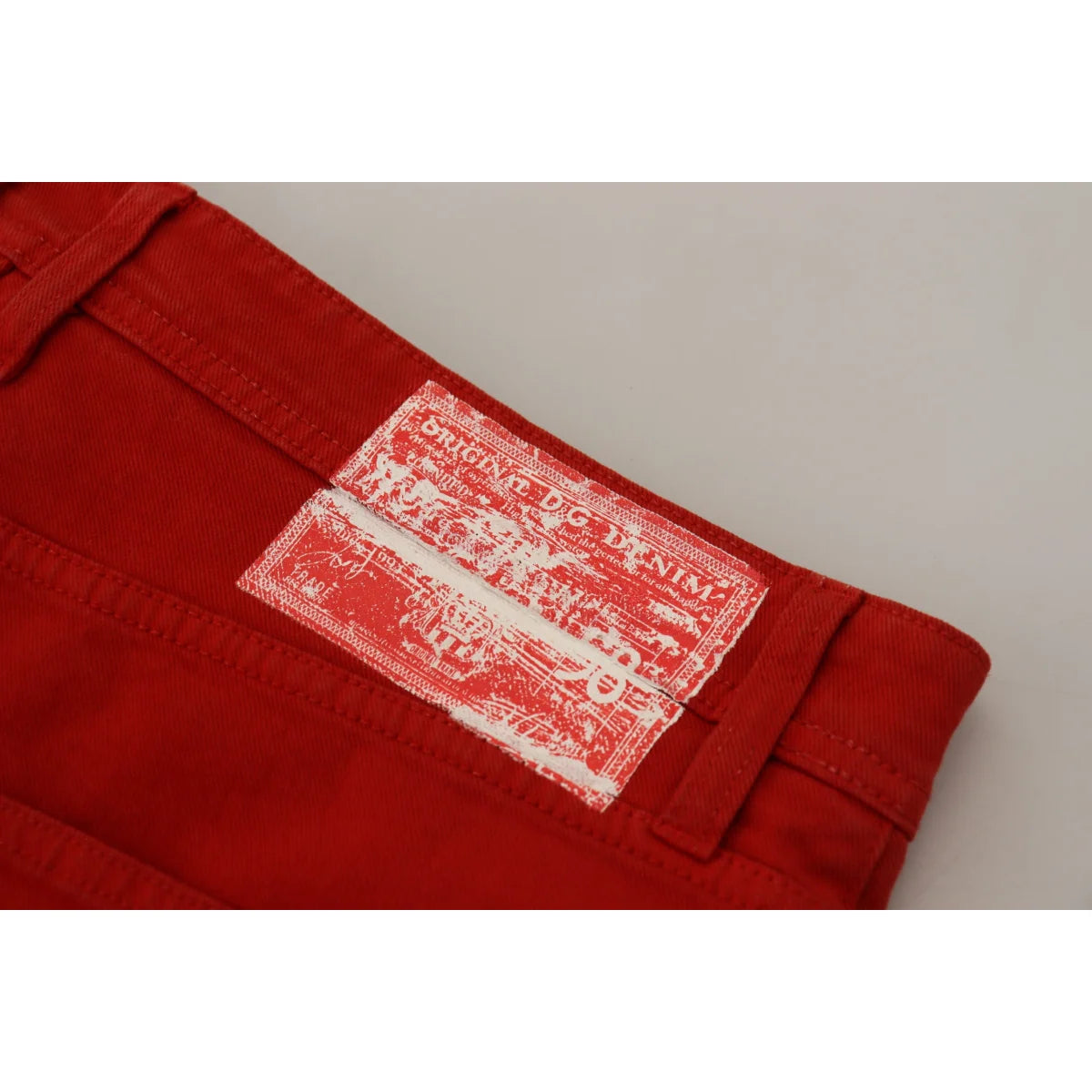 Italian Luxury Dolce Gabbana Red Denim Pants Showstopper &
