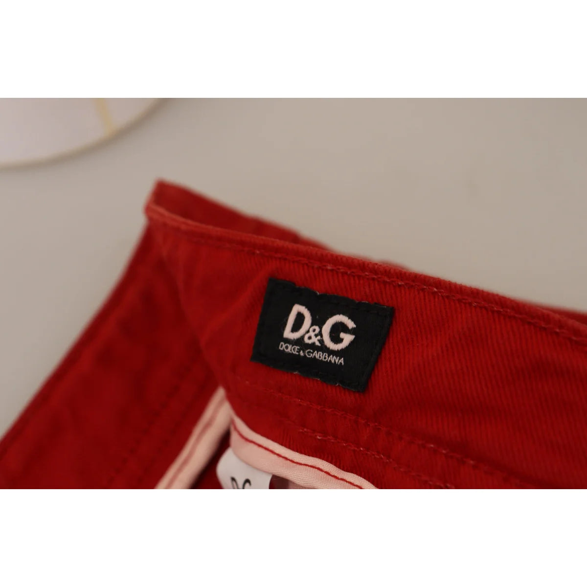 Italian Luxury Dolce Gabbana Red Denim Pants Showstopper &