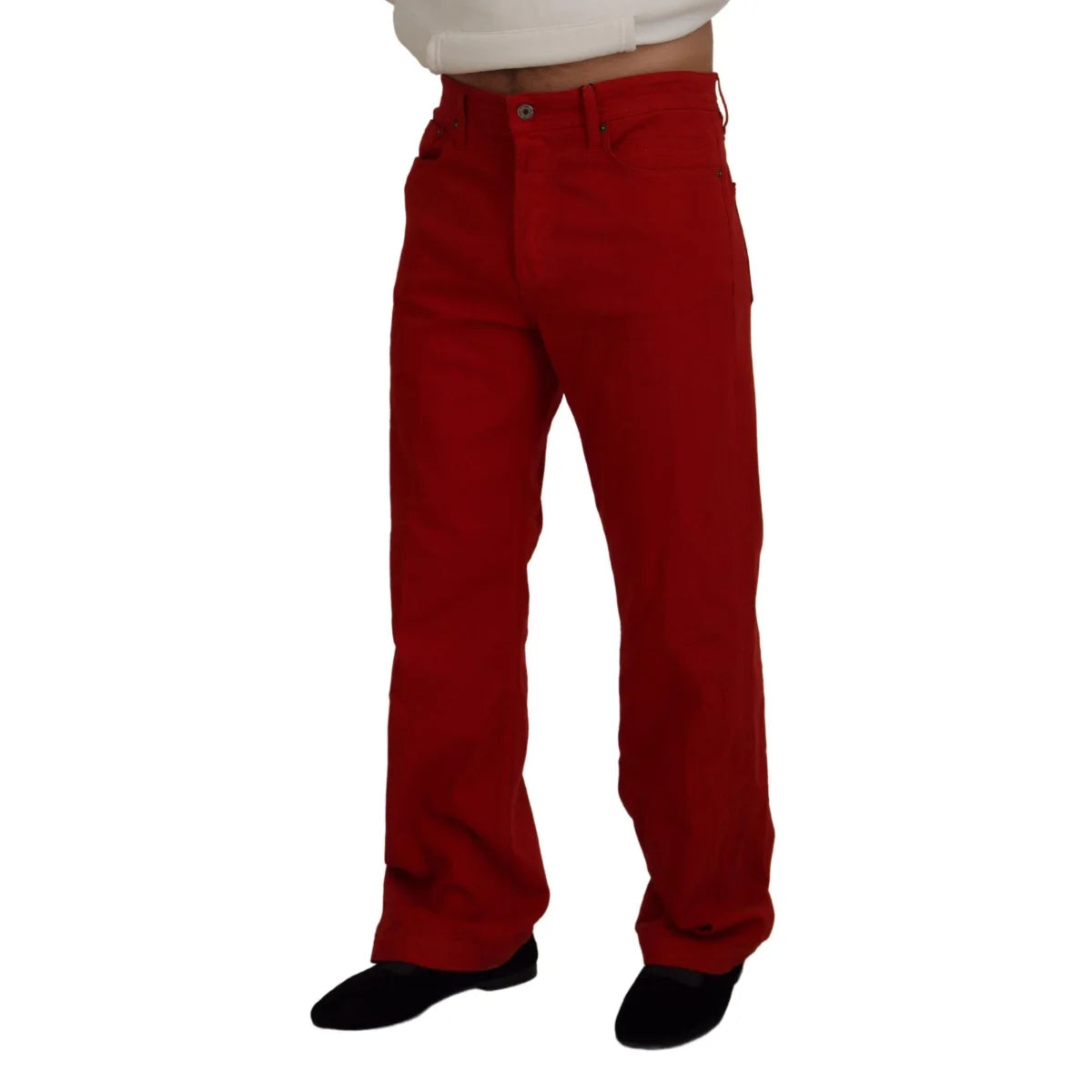 Italian Luxury Dolce Gabbana Red Denim Pants Showstopper &
