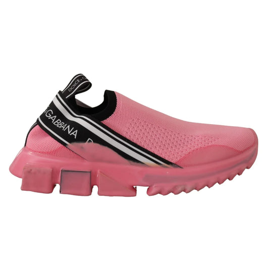 Italian Luxury Pink Sorrento Sneakers by Gabbana Dolce &