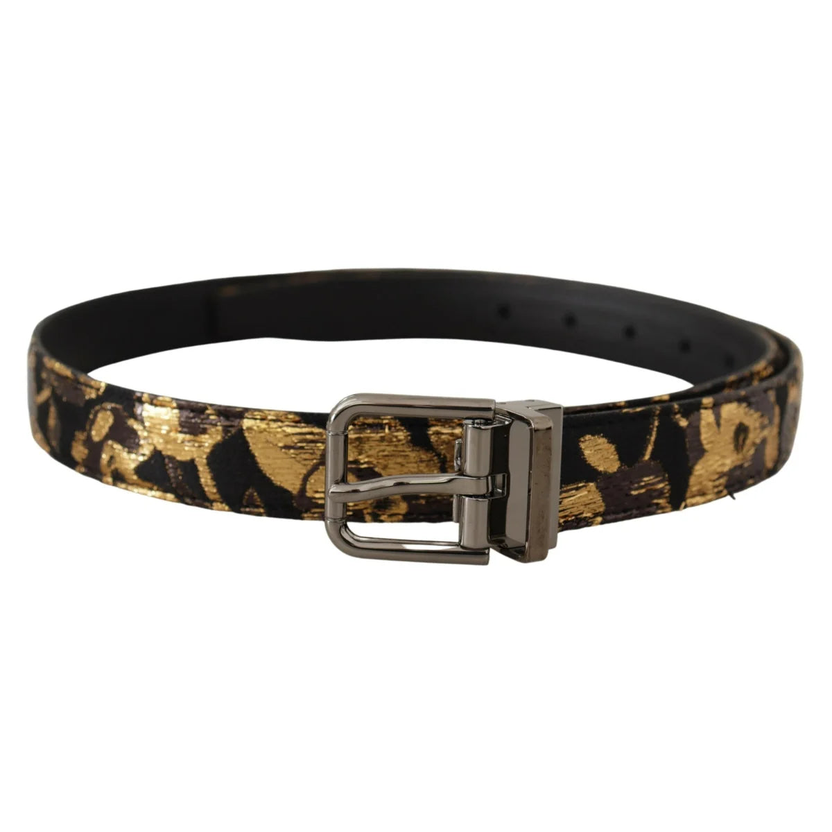 Italian Style Dolce Gabbana Leather Belt Bold Black Buckle &