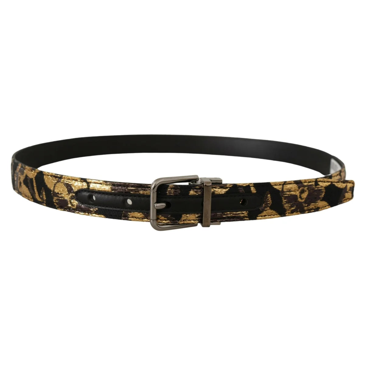 Italian Style Dolce Gabbana Leather Belt Bold Black Buckle &