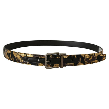 Italian Style Dolce Gabbana Leather Belt Bold Black Buckle &