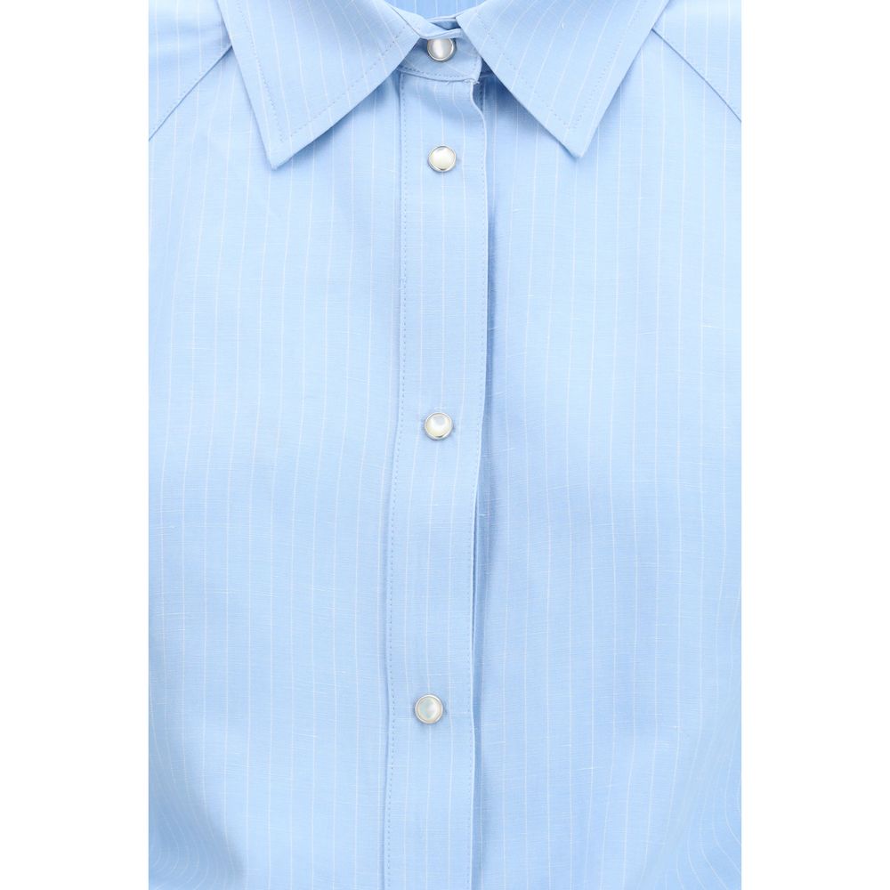Jacob Cohen Shirts - Blue Viscose Shortsleeve Shirt
