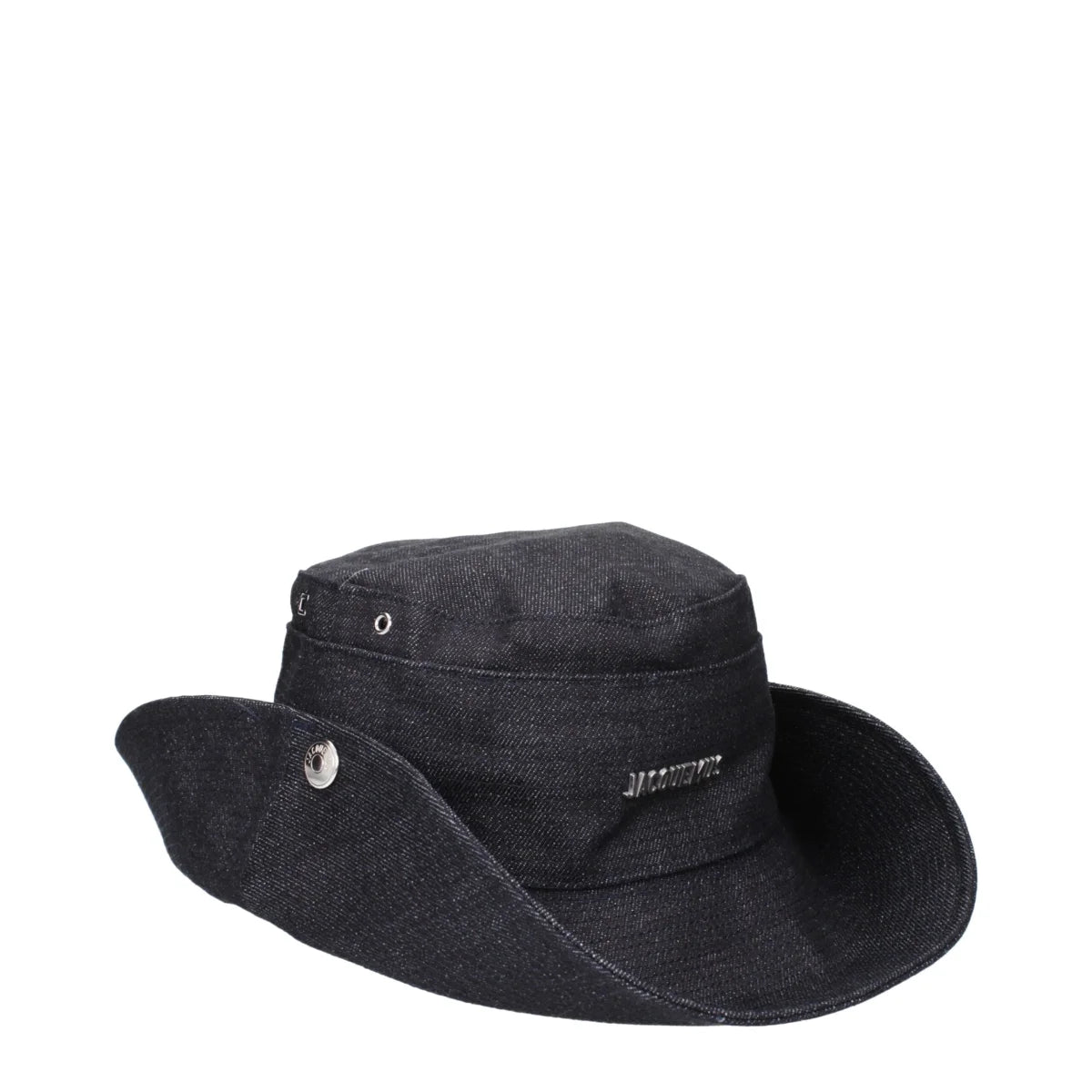Jacquemus Blue Cotton Hat with Front Logo and Side Buttons Clothing