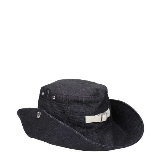 Jacquemus Blue Cotton Hat with Front Logo and Side Buttons Clothing