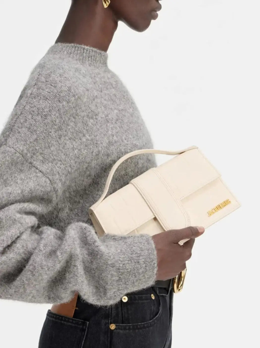 Jacquemus Ivory Cocco Le Grand Bambino Handbag