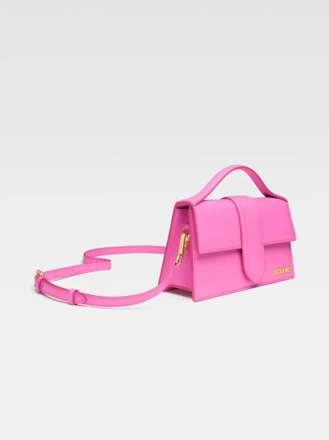 Jacquemus Neon Pink Leather Le Grand Bambino Handbag