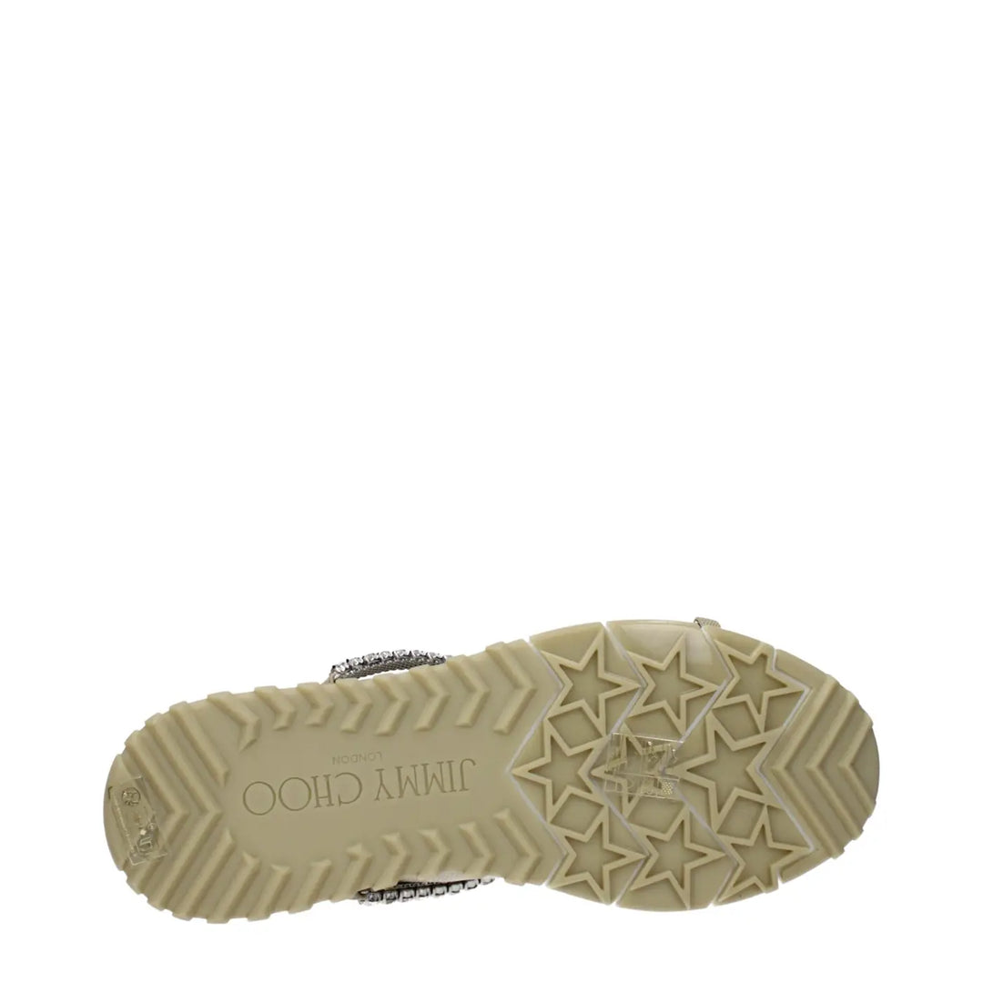 Jimmy Choo Beige Fabric Slip-On Loafers