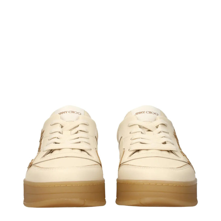 Jimmy Choo Beige Leather Low Top Sneakers