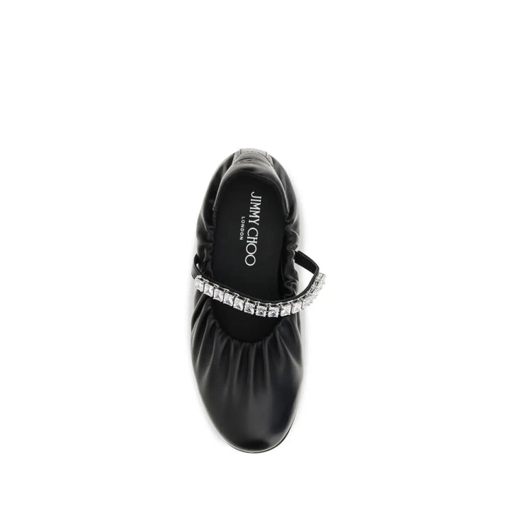 Jimmy Choo Black Calf Leather Bos Taurus Ballet Flats