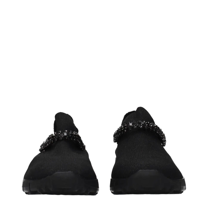 Jimmy Choo Black Fabric Slip-On Loafers