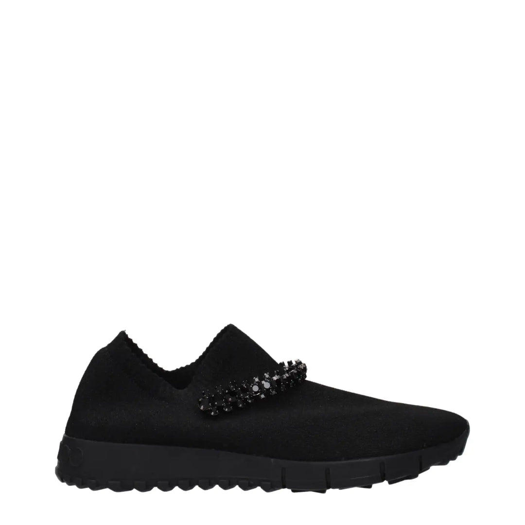 Jimmy Choo Black Fabric Slip-On Loafers
